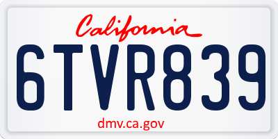 CA license plate 6TVR839