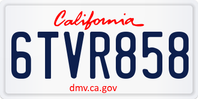 CA license plate 6TVR858