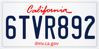 CA license plate 6TVR892