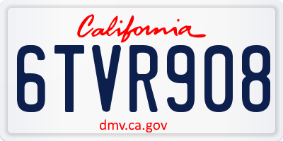 CA license plate 6TVR908