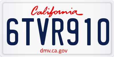 CA license plate 6TVR910