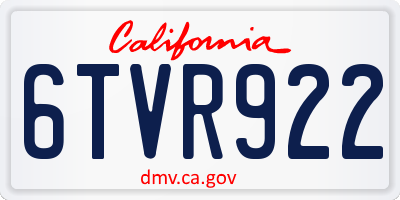 CA license plate 6TVR922