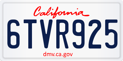 CA license plate 6TVR925