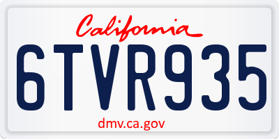 CA license plate 6TVR935