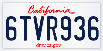CA license plate 6TVR936