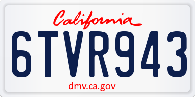 CA license plate 6TVR943