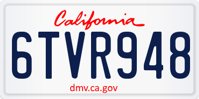 CA license plate 6TVR948