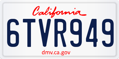 CA license plate 6TVR949