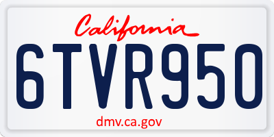 CA license plate 6TVR950