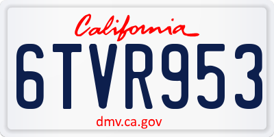 CA license plate 6TVR953