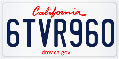 CA license plate 6TVR960
