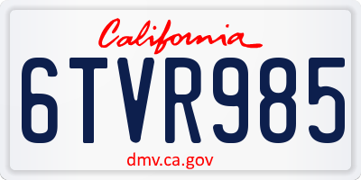 CA license plate 6TVR985