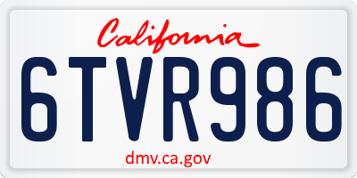 CA license plate 6TVR986