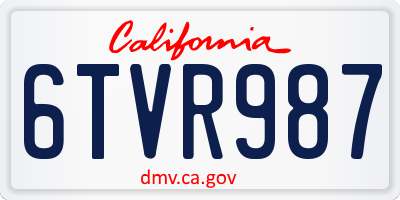 CA license plate 6TVR987