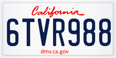 CA license plate 6TVR988