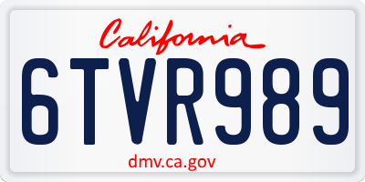 CA license plate 6TVR989