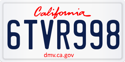 CA license plate 6TVR998