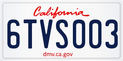 CA license plate 6TVS003