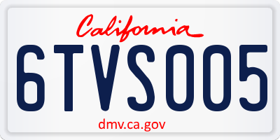 CA license plate 6TVS005