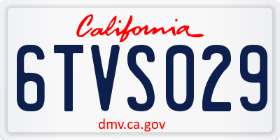 CA license plate 6TVS029