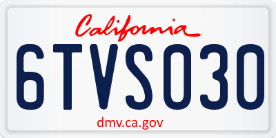 CA license plate 6TVS030