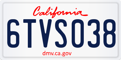 CA license plate 6TVS038