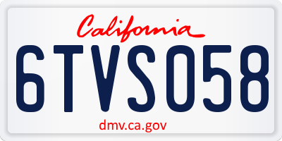 CA license plate 6TVS058