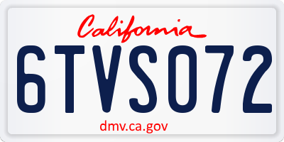 CA license plate 6TVS072