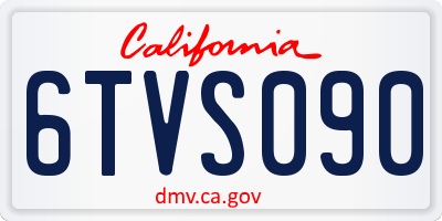 CA license plate 6TVS090