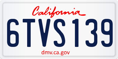 CA license plate 6TVS139
