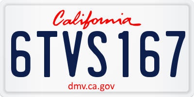 CA license plate 6TVS167