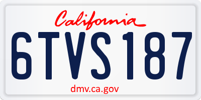 CA license plate 6TVS187