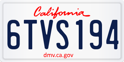 CA license plate 6TVS194