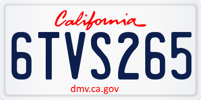 CA license plate 6TVS265