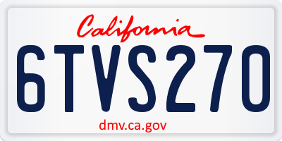 CA license plate 6TVS270