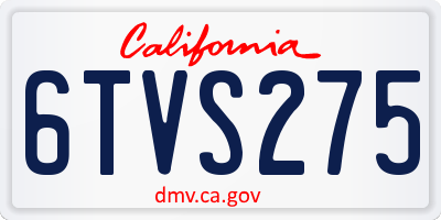 CA license plate 6TVS275