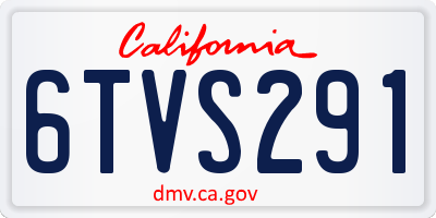CA license plate 6TVS291