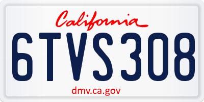 CA license plate 6TVS308