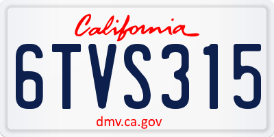 CA license plate 6TVS315