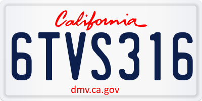 CA license plate 6TVS316