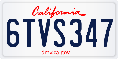 CA license plate 6TVS347