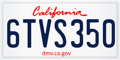 CA license plate 6TVS350