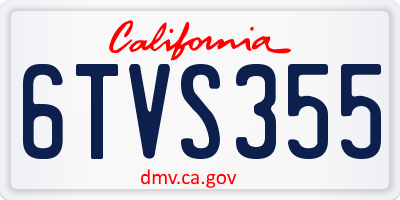 CA license plate 6TVS355