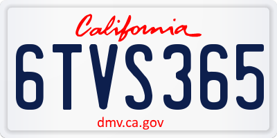 CA license plate 6TVS365