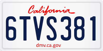 CA license plate 6TVS381