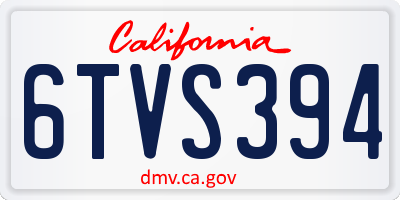 CA license plate 6TVS394