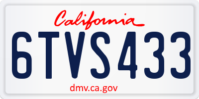 CA license plate 6TVS433