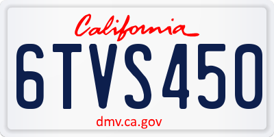CA license plate 6TVS450