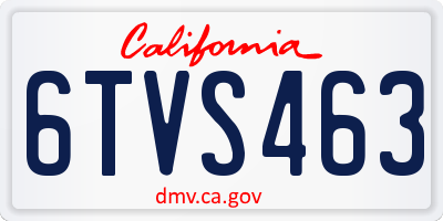 CA license plate 6TVS463