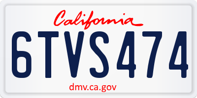CA license plate 6TVS474